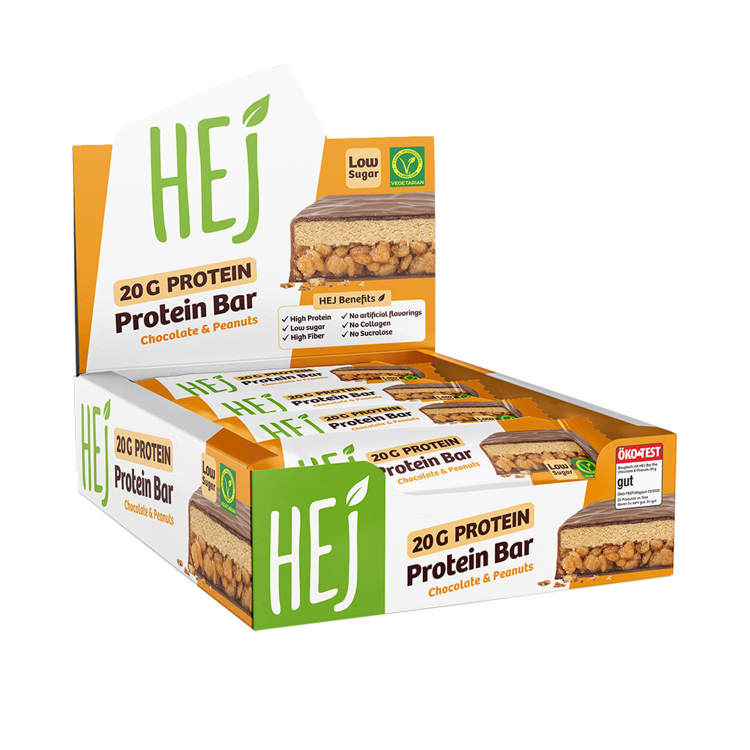 HEJ 20g Protein Bar Chocolate & Peanuts - 12 x 60g