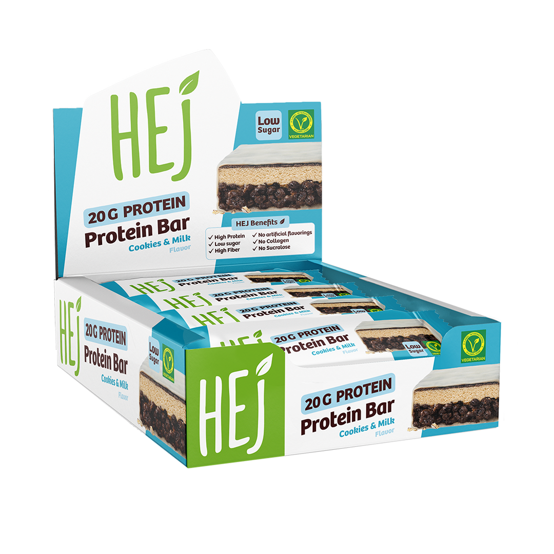 HEJ 20g Protein Bar Cookies & Milk - 12 x 60g