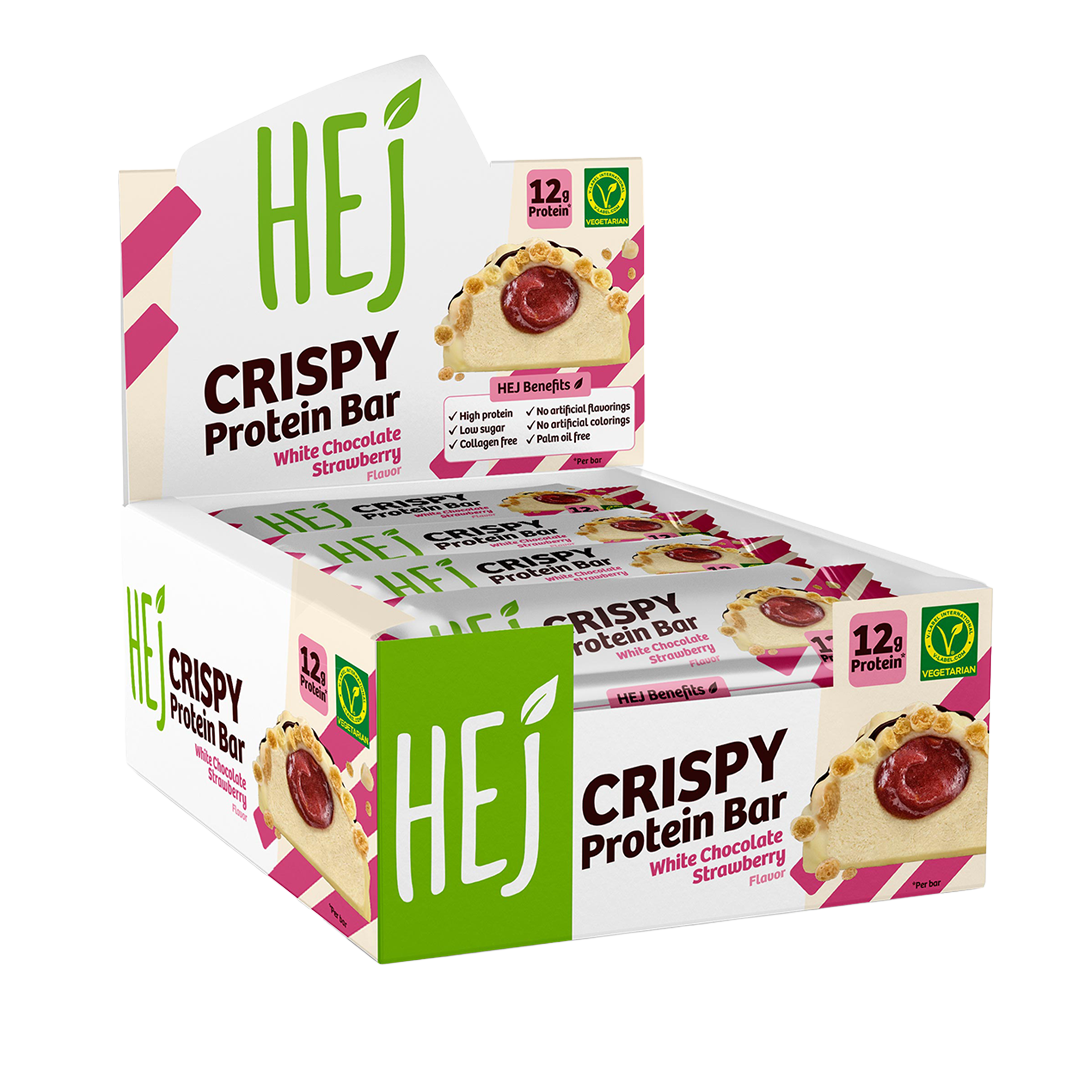 HEJ Crispy White Chocolate Strawberry - 12 x 45g
