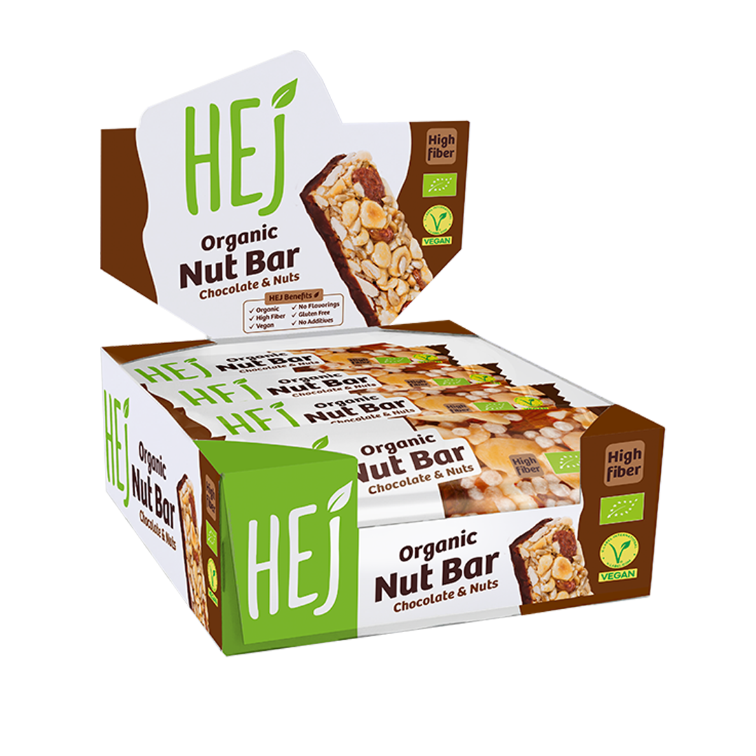 HEJ Organic Nut Bar Chocolate & Nuts - 12 x 40g