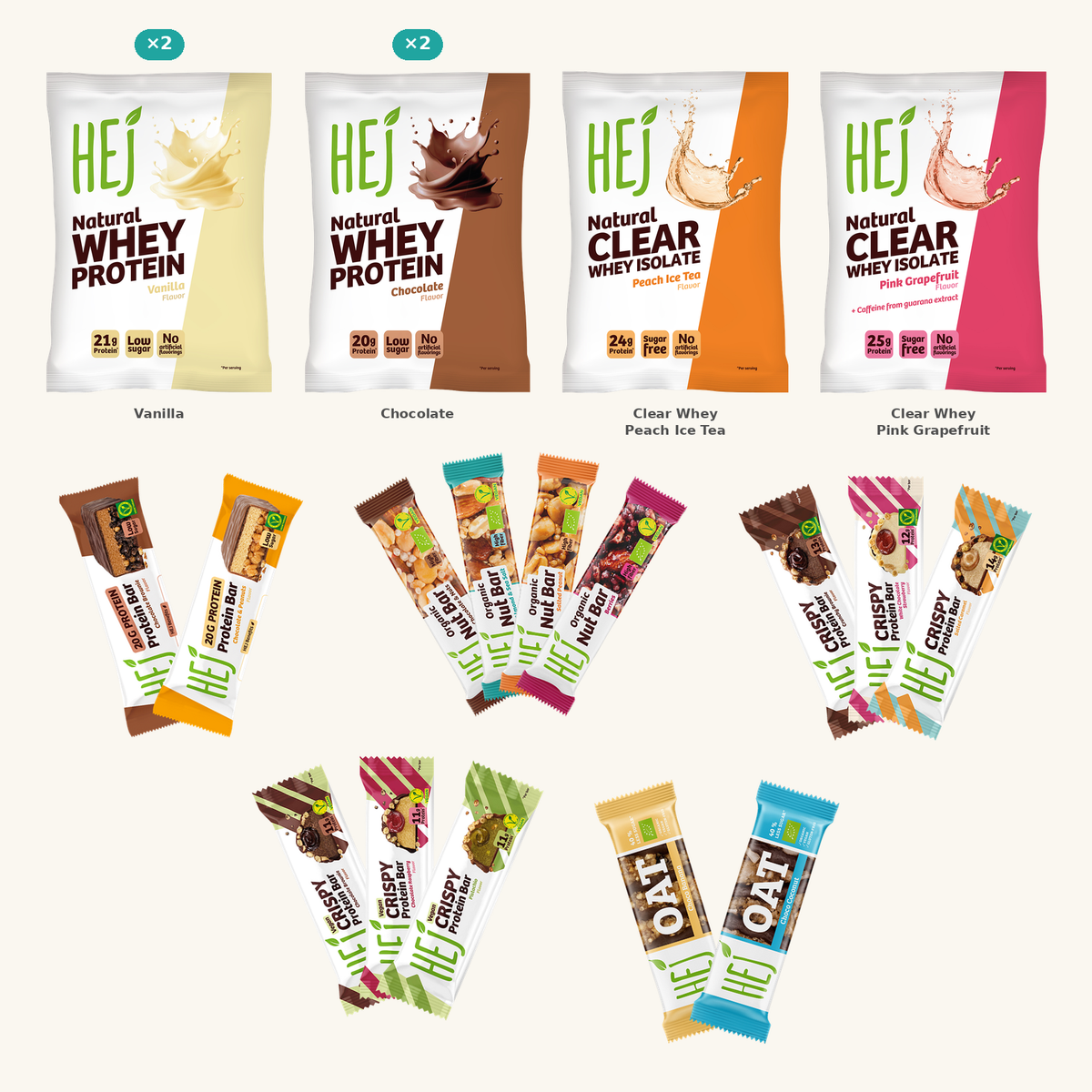 HEJ Riegel + Whey Probierpaket